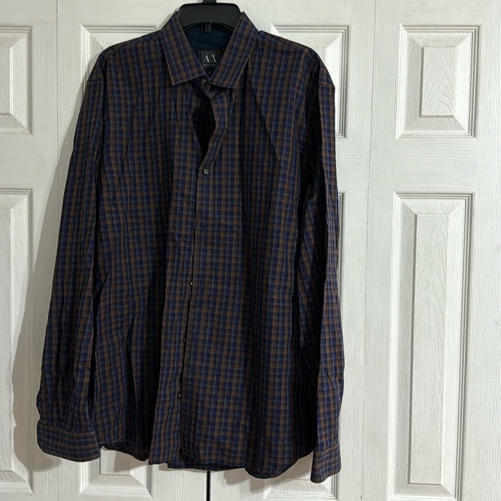 Men's A|X Armani Exchange Slim Fit Coupe Cintree Plaid Long Size XXL